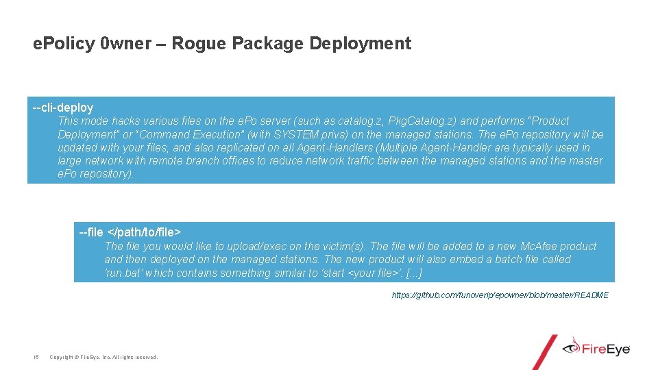 e. Policy 0 wner – Rogue Package Deployment --cli-deploy This mode hacks various files