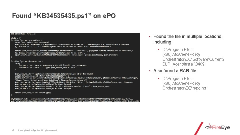 Found “KB 34535435. ps 1” on e. PO • Found the file in multiple
