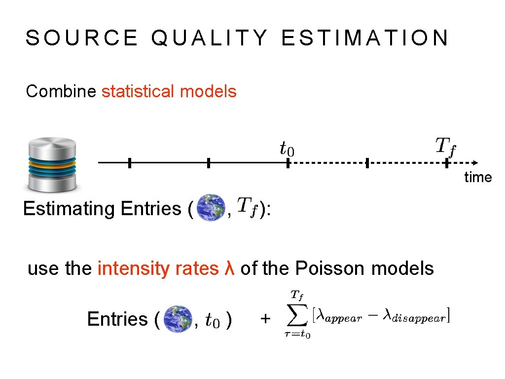 SOURCE QUALITY ESTIMATION Combine statistical models time Estimating Entries ( , ): use the