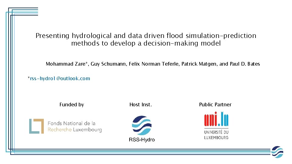 Presenting hydrological and data driven flood simulation-prediction methods to develop a decision-making model Mohammad