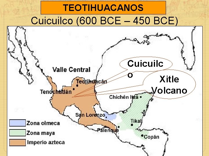 TEOTIHUACANOS Cuicuilco (600 BCE – 450 BCE) Cuicuilc o Xitle Volcano 
