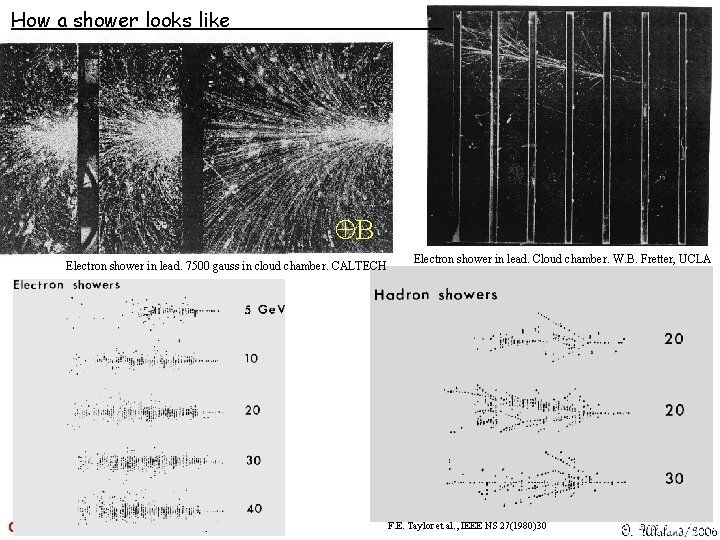 How a shower looks like B Electron shower in lead. 7500 gauss in cloud How a shower looks like B Electron shower in lead. 7500 gauss in cloud