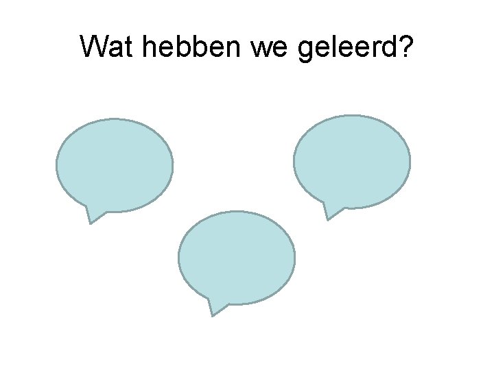 Wat hebben we geleerd? 