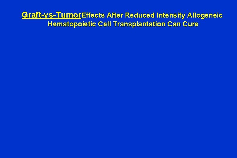 Graft-vs-Tumor. Effects After Reduced Intensity Allogeneic Hematopoietic Cell Transplantation Can Cure 42 year female: