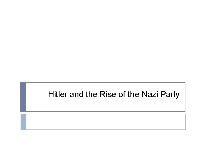 Hitler and the Rise of the Nazi Party 
