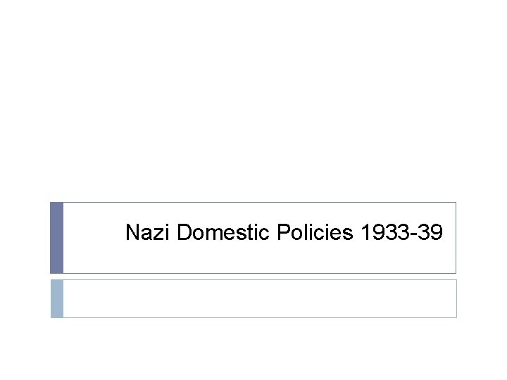 Nazi Domestic Policies 1933 -39 