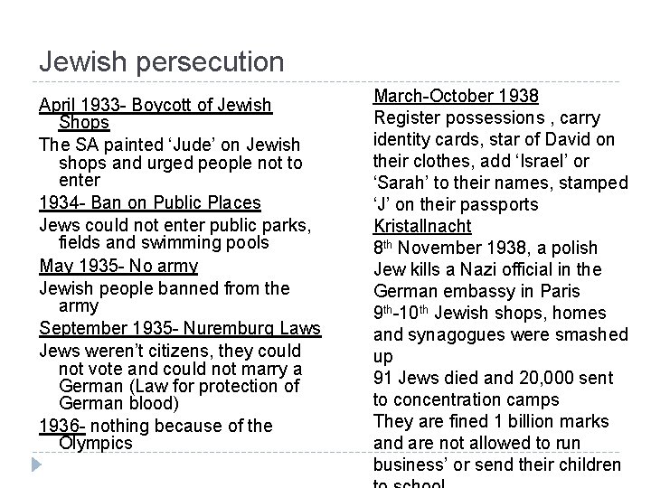 Jewish persecution April 1933 - Boycott of Jewish Shops The SA painted ‘Jude’ on