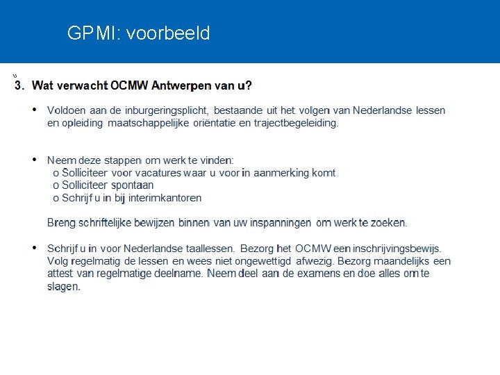 GPMI: voorbeeld 