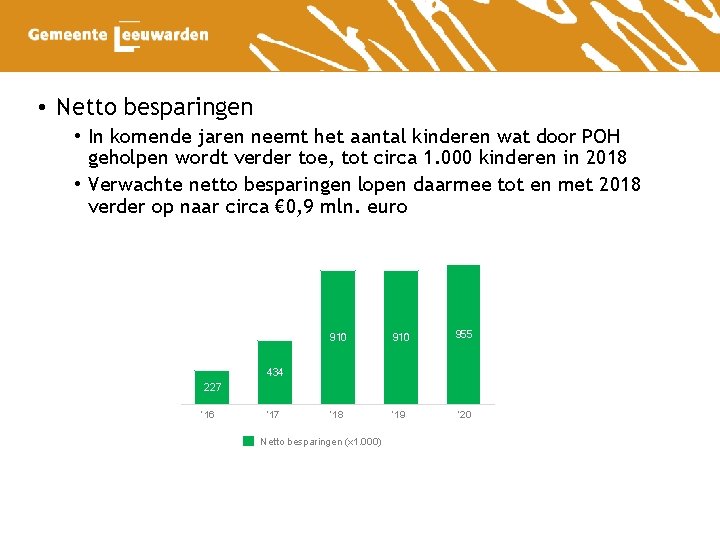  • Netto besparingen • In komende jaren neemt het aantal kinderen wat door