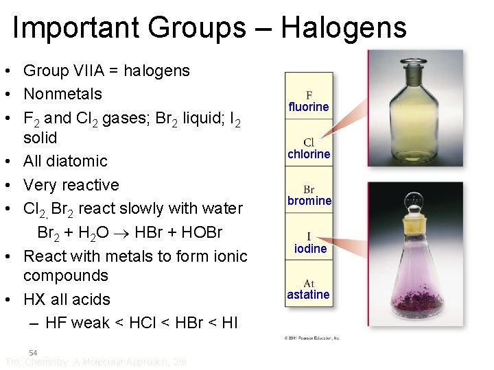 Important Groups – Halogens • Group VIIA = halogens • Nonmetals • F 2