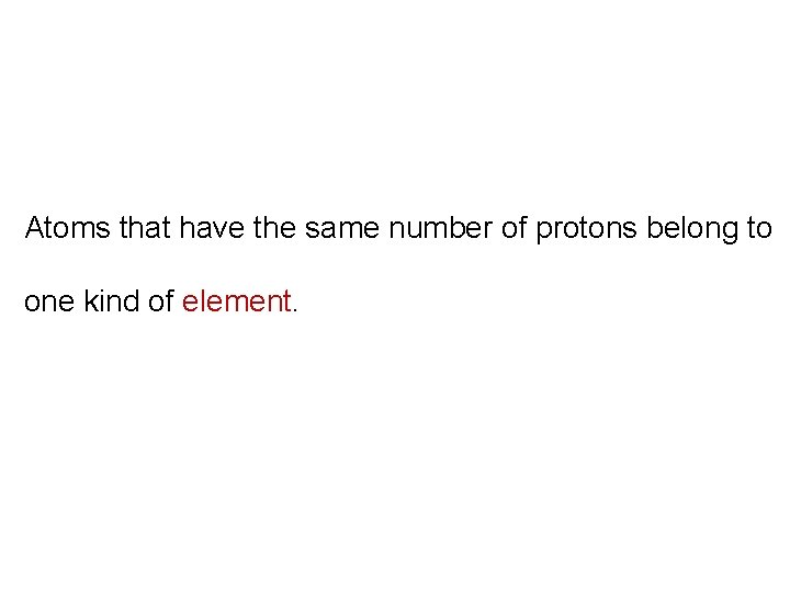 Atoms that have the same number of protons belong to one kind of element.