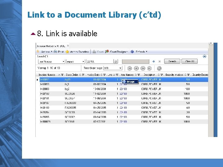 Link to a Document Library (c’td) 58. Link is available 