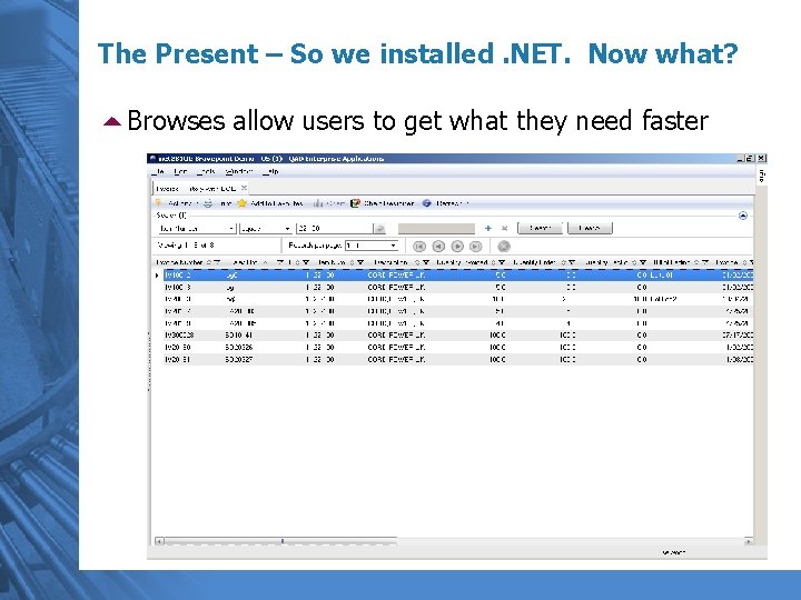 The Present – So we installed. NET. Now what? 5 Browses allow users to