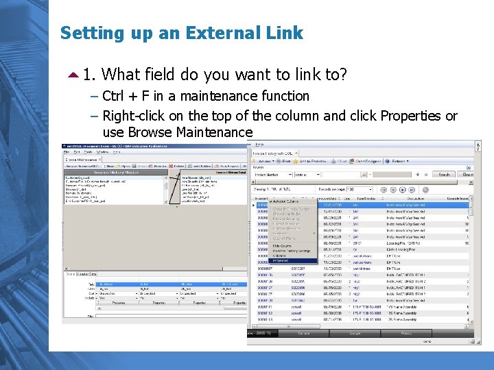 Setting up an External Link 51. What field do you want to link to?