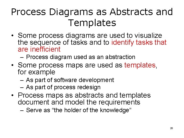 Process Diagrams as Abstracts and Templates • Some process diagrams are used to visualize Process Diagrams as Abstracts and Templates • Some process diagrams are used to visualize
