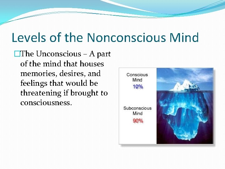 Levels of the Nonconscious Mind �The Unconscious – A part of the mind that