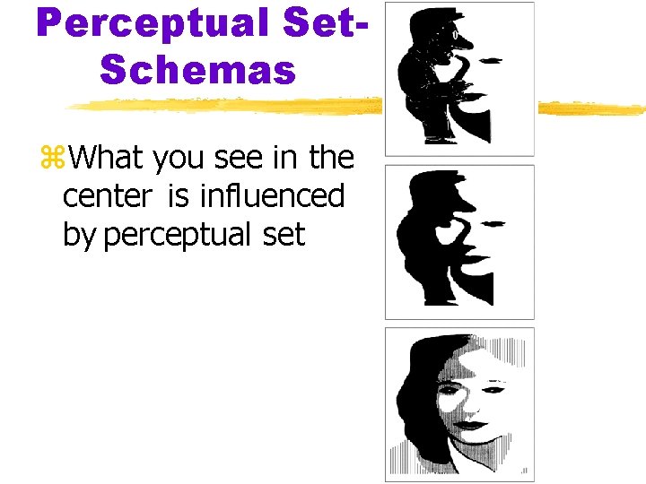 Perceptual Set. Schemas z. What you see in the center is influenced by perceptual Perceptual Set. Schemas z. What you see in the center is influenced by perceptual