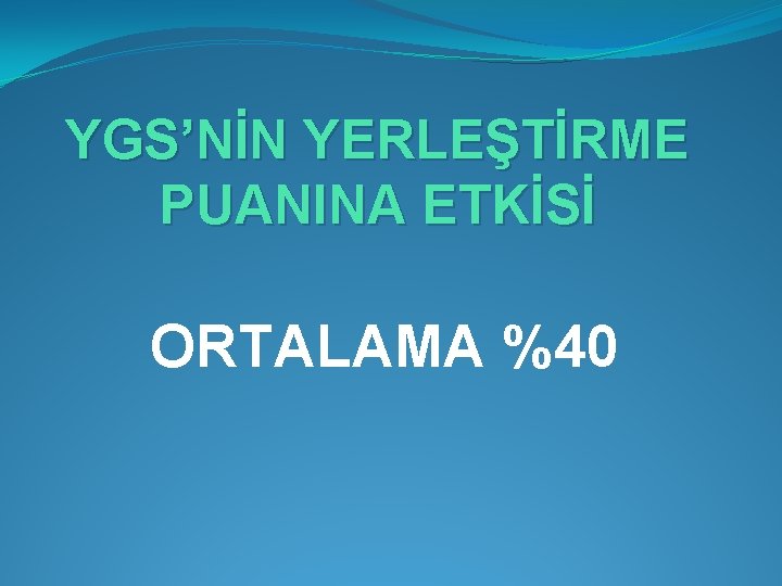 YGS’NİN YERLEŞTİRME PUANINA ETKİSİ ORTALAMA %40 