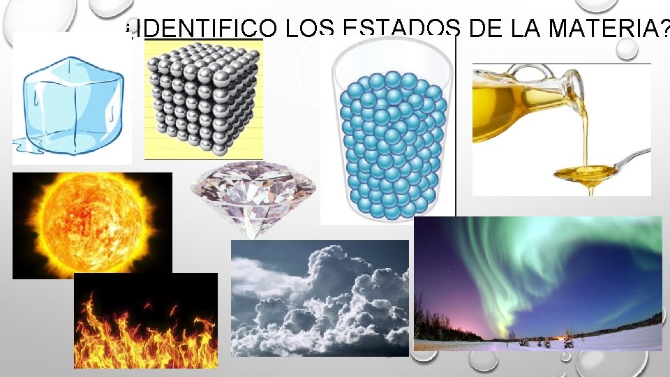 ¿IDENTIFICO LOS ESTADOS DE LA MATERIA? 