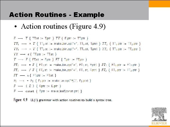 Action Routines - Example • Action routines (Figure 4. 9) 