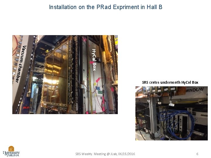 Installation on the PRad Expriment in Hall B Hy. Cal Box Vac er u