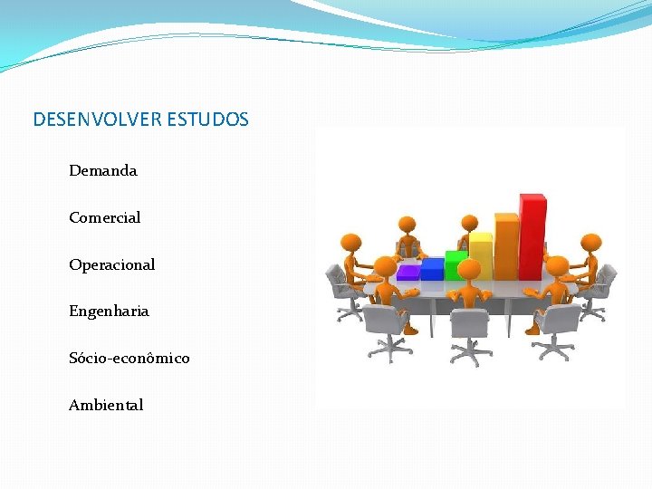 DESENVOLVER ESTUDOS Demanda Comercial Operacional Engenharia Sócio-econômico Ambiental 