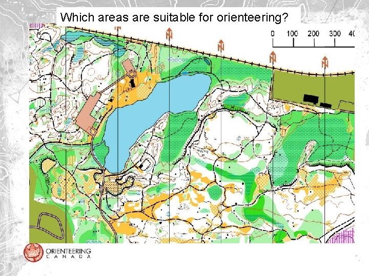 Which areas are suitable for orienteering? 