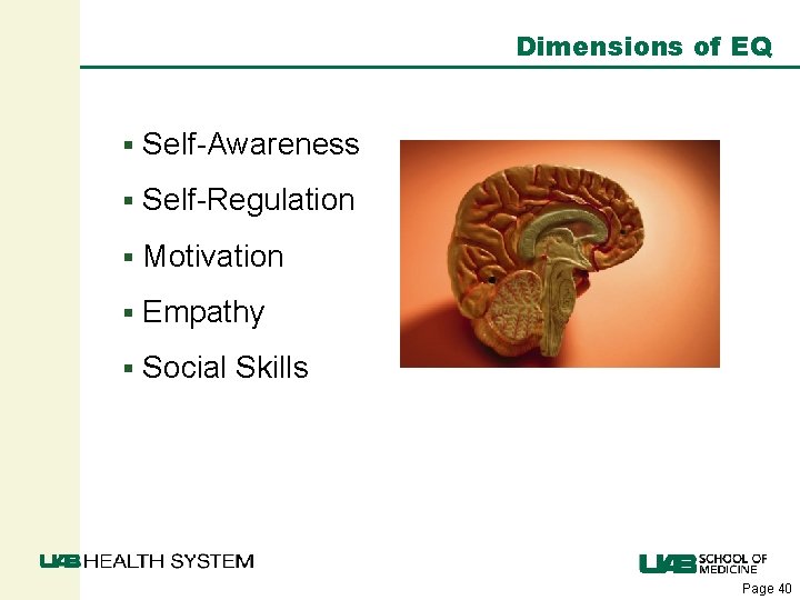 Dimensions of EQ § Self-Awareness § Self-Regulation § Motivation § Empathy § Social Skills