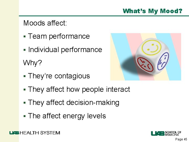 What’s My Mood? Moods affect: § Team performance § Individual performance Why? § They’re