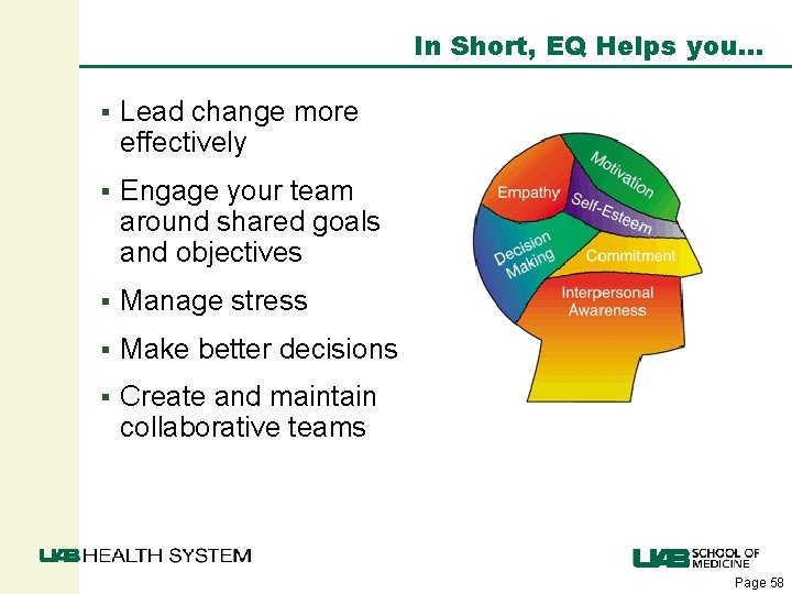 In Short, EQ Helps you… § Lead change more effectively § Engage your team