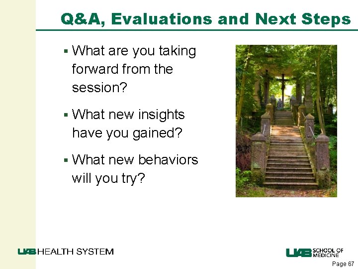 Q&A, Evaluations and Next Steps § What are you taking forward from the session?