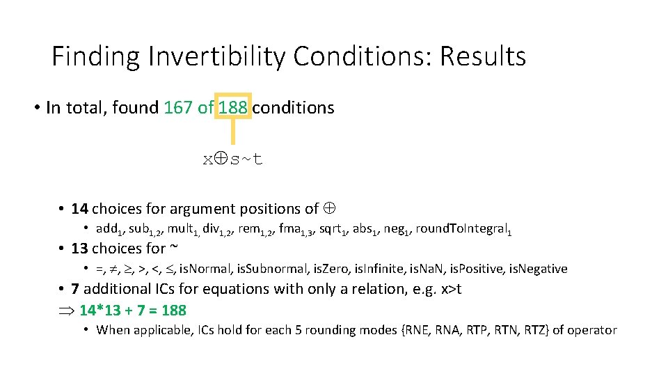 Invertibility Conditions for Floating Point Formulas Martin Brain