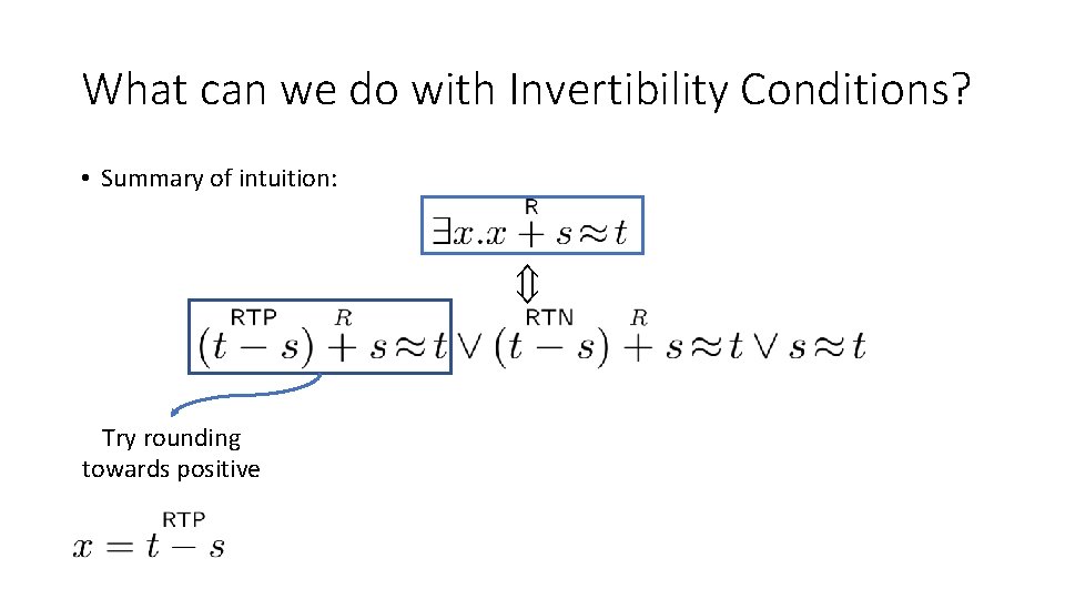 Invertibility Conditions for Floating Point Formulas Martin Brain