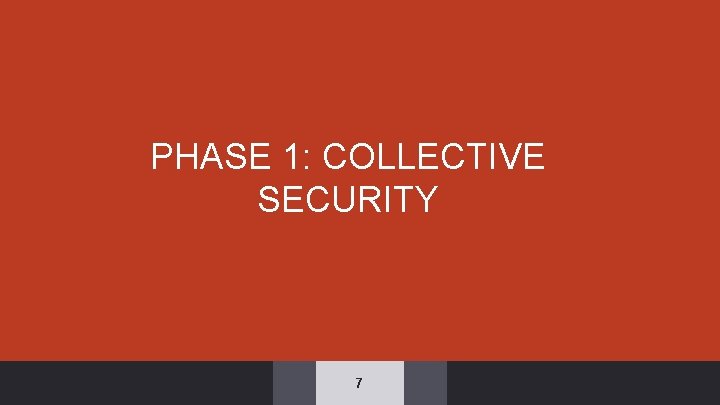 PHASE 1: COLLECTIVE SECURITY 7 