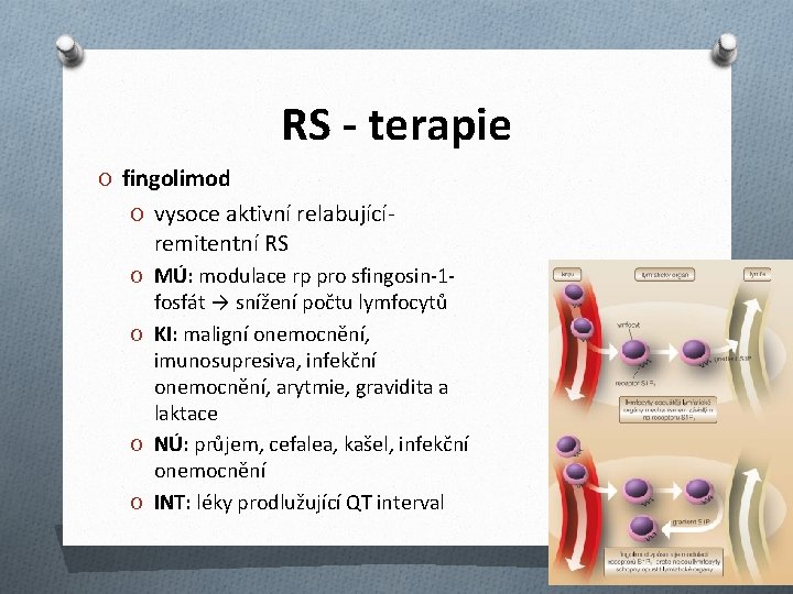 RS - terapie O fingolimod O vysoce aktivní relabující- remitentní RS O MÚ: modulace