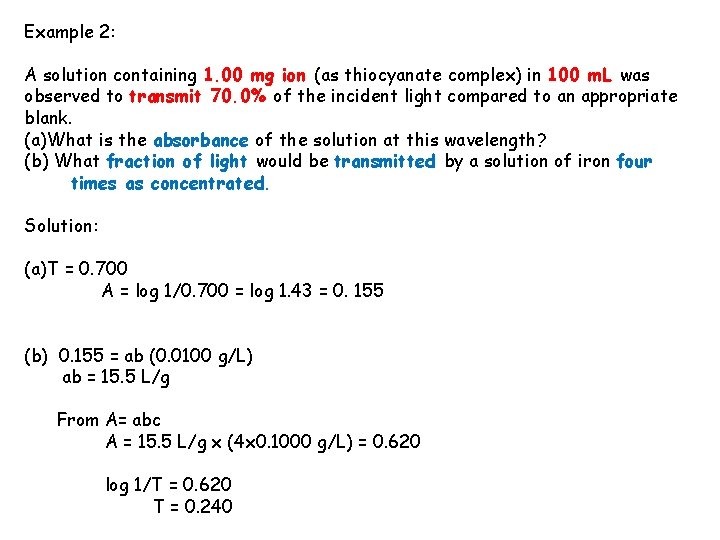 Example 2: A solution containing 1. 00 mg ion (as thiocyanate complex) in 100