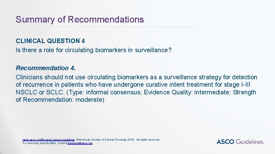 Summary of Recommendations CLINICAL QUESTION 4 Is there a role for circulating biomarkers in Summary of Recommendations CLINICAL QUESTION 4 Is there a role for circulating biomarkers in