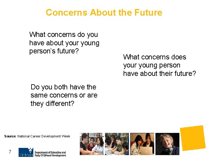 Concerns About the Future What concerns do you have about your young person’s future?