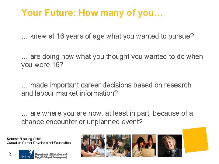 Your Future: How many of you… … knew at 16 years of age what