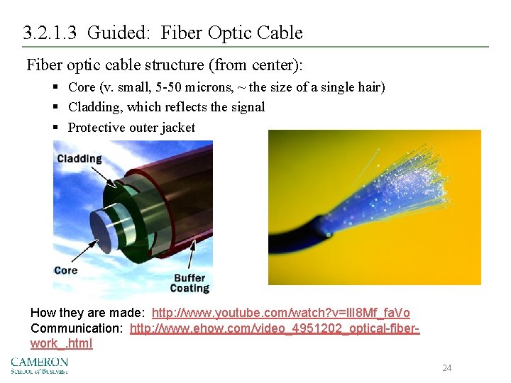 3. 2. 1. 3 Guided: Fiber Optic Cable Fiber optic cable structure (from center):