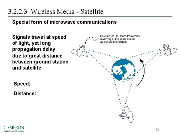 3. 2. 2. 3 Wireless Media - Satellite Special form of microwave communications Signals