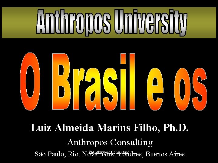 Luiz Almeida Marins Filho, Ph. D. Anthropos Consulting ©Anthropos Consulting São Paulo, Rio, Nova