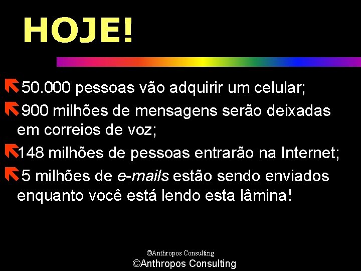 HOJE! ë 50. 000 pessoas vão adquirir um celular; ë 900 milhões de mensagens