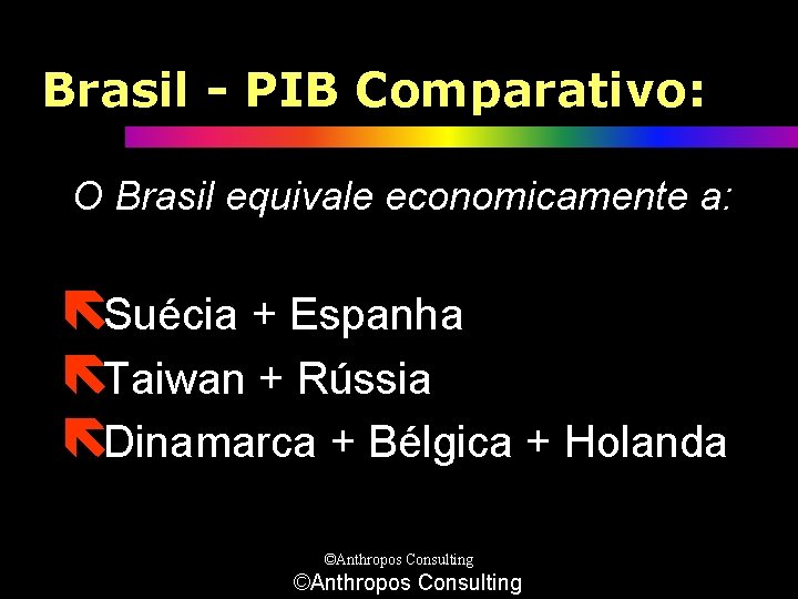 Brasil - PIB Comparativo: O Brasil equivale economicamente a: ëSuécia + Espanha ëTaiwan +