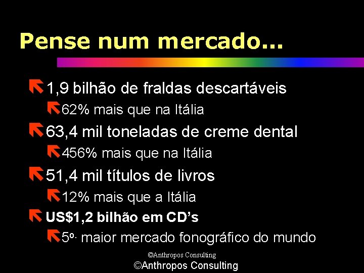 Pense num mercado. . . ë 1, 9 bilhão de fraldas descartáveis ë 62%