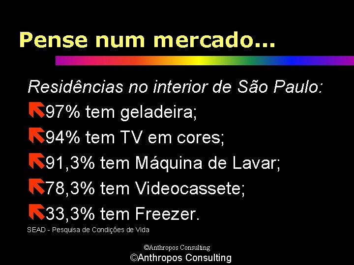 Pense num mercado. . . Residências no interior de São Paulo: ë 97% tem