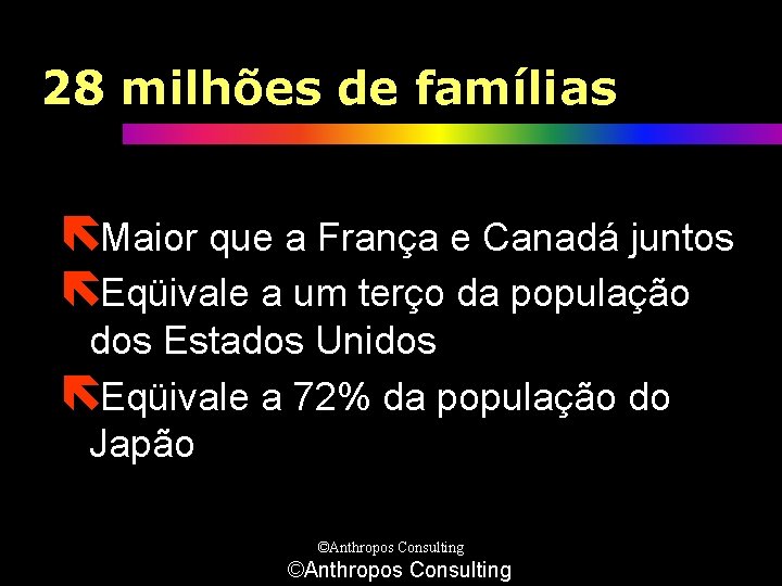 28 milhões de famílias ëMaior que a França e Canadá juntos ëEqüivale a um