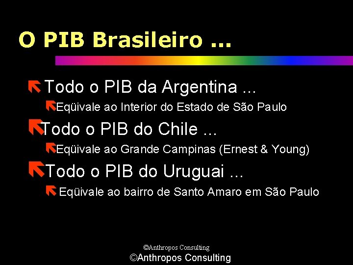 O PIB Brasileiro. . . ë Todo o PIB da Argentina. . . ëEqüivale