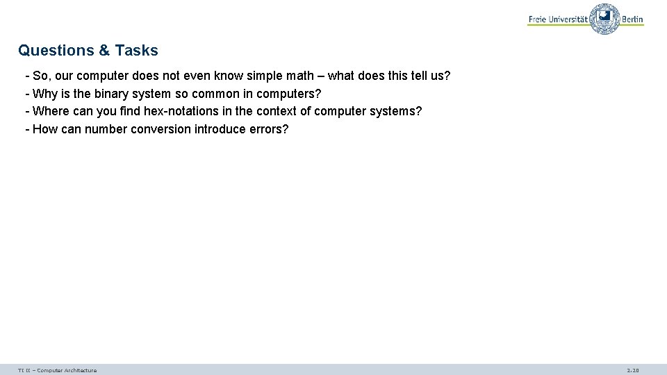 Questions & Tasks - So, our computer does not even know simple math –