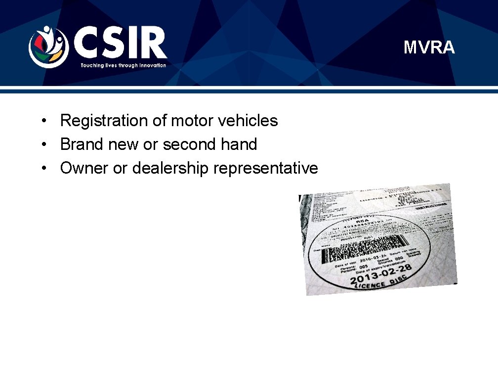 MVRA • Registration of motor vehicles • Brand new or second hand • Owner